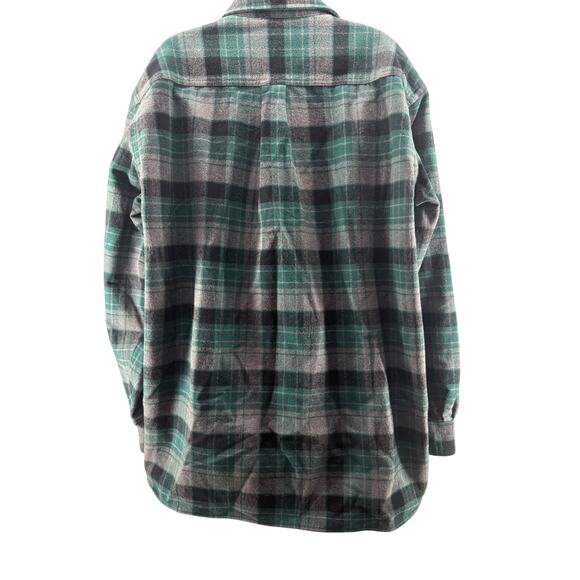 L.L.Bean Men XL Chamois Shirt Traditional Fit Green Plaid Warm Jacket Stripes - Picture 3 of 3